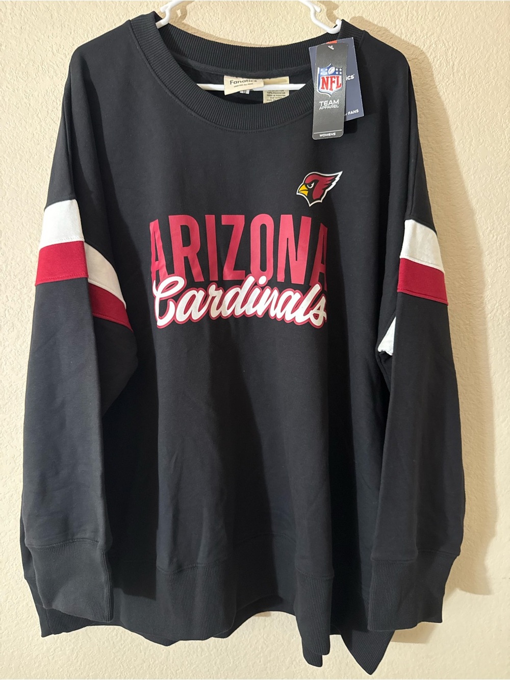 Fanatics Womens Arizona Cardinals NFL Crewneck Sweatshirt Black/Red/White 4X NWT